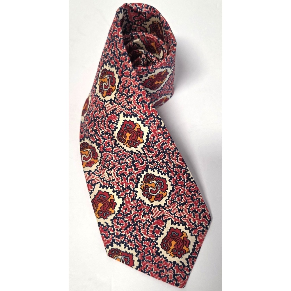 VTG Silk John Frederics Necktie Silk Union Made Levys Nashville Wide Tie Red/Blu - Picture 2 of 10